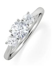 The Diamond Store Silver Evoke 3 Stone Round Cut Lab Diamond Ring 0.50ct in 925 Sterling Silver - Image 1 of 5