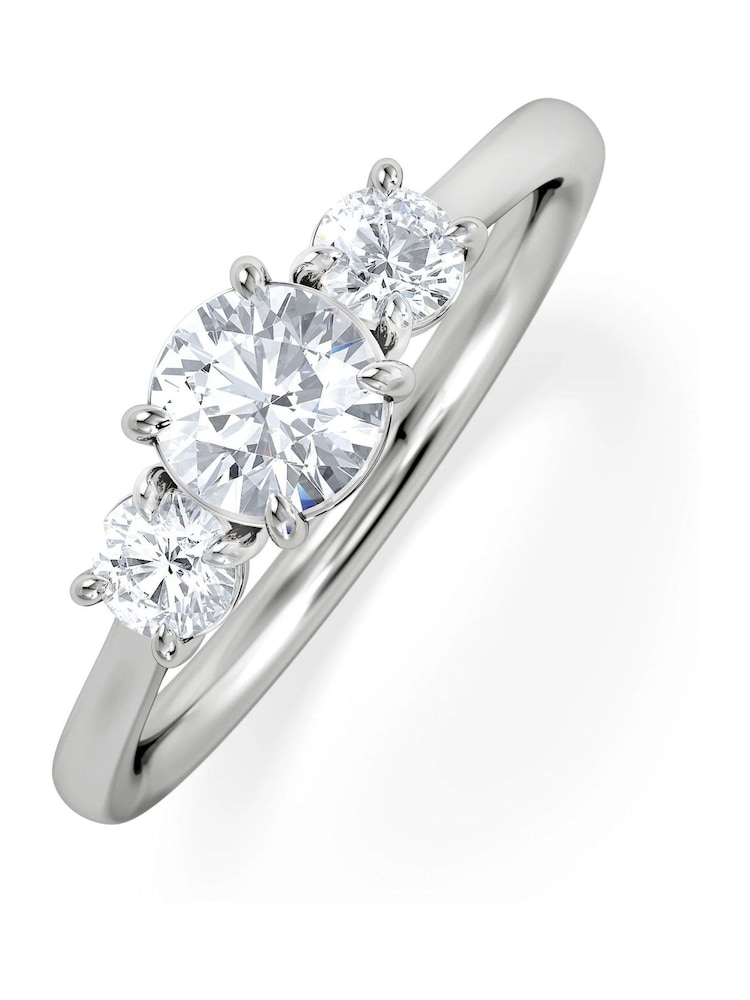 The Diamond Store Silver Evoke 3 Stone Round Cut Lab Diamond Ring 0.50ct in 925 Sterling Silver - Image 1 of 5