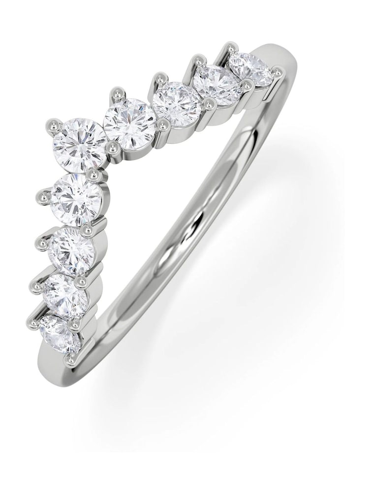 The Diamond Store Silver 0.50ct Lab Diamond Wishbone Ring H/Si Quality in 9K White Gold - Image 1 of 6