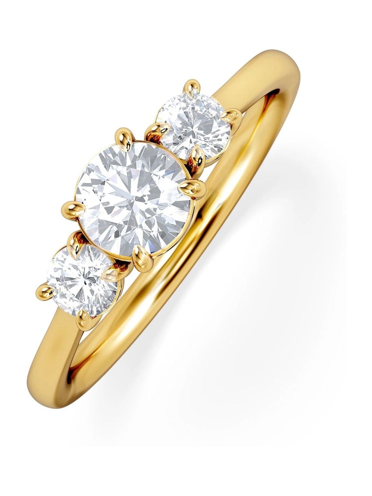 The Diamond Store Gold Evoke 3 Stone Round Cut Lab Diamond Ring 0.50ct in 18K Gold Vermeil - Image 1 of 6