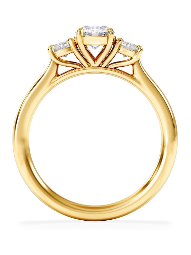 The Diamond Store Gold Evoke 3 Stone Round Cut Lab Diamond Ring 0.50ct in 18K Gold Vermeil - Image 2 of 6