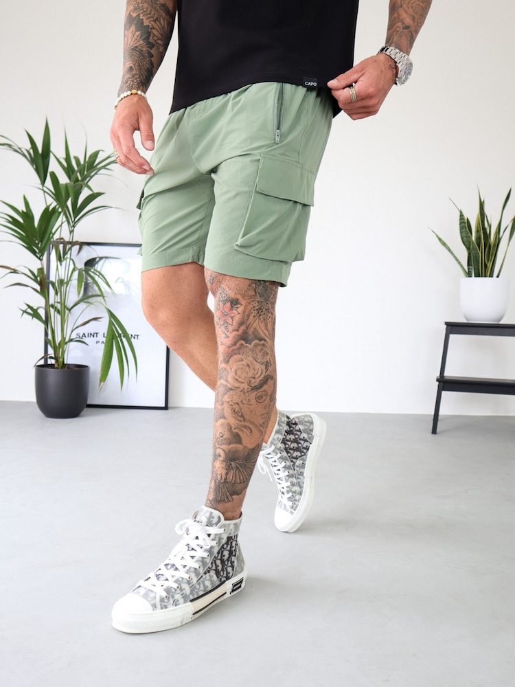 CAPO Green Lightweight Cargo Shorts - Image 6 of 6