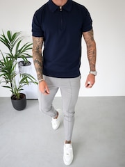 CAPO Egyptian Cotton Short Sleeve Zip Polo Shirt - Imagen 2 de 5