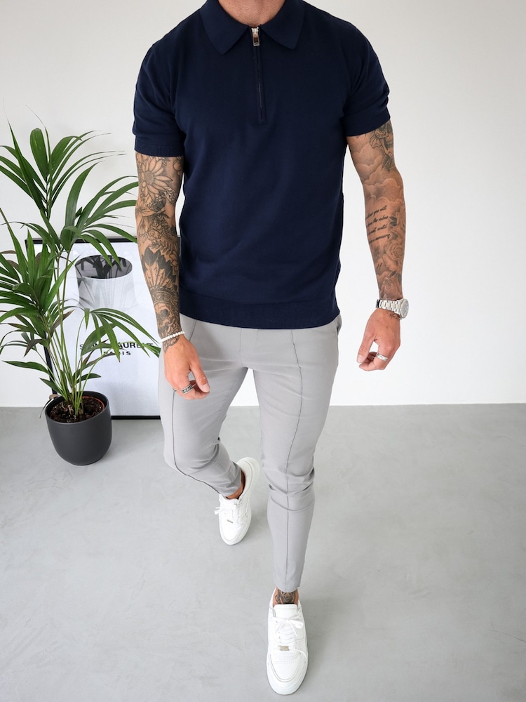 CAPO Egyptian Cotton Short Sleeve Zip Polo Shirt - Imagen 2 de 5