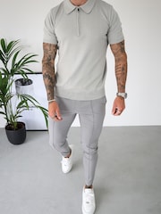CAPO Natural Egyptian Cotton Short Sleeve Zip Polo Shirt - Image 4 of 6