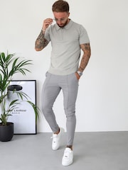 CAPO Natural Egyptian Cotton Short Sleeve Zip Polo Shirt - Image 6 of 6