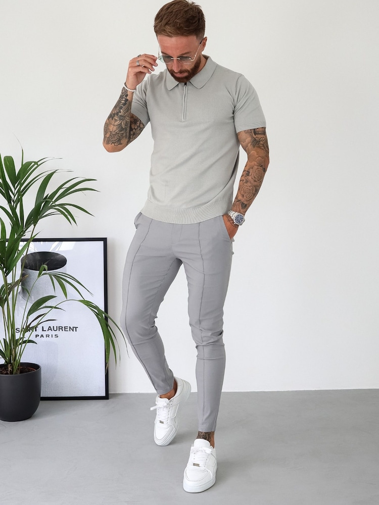CAPO Natural Egyptian Cotton Short Sleeve Zip Polo Shirt - Image 6 of 6