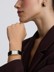 D.Louise Gold Tone Classic Leather Rectangle Watch - Image 1 of 2