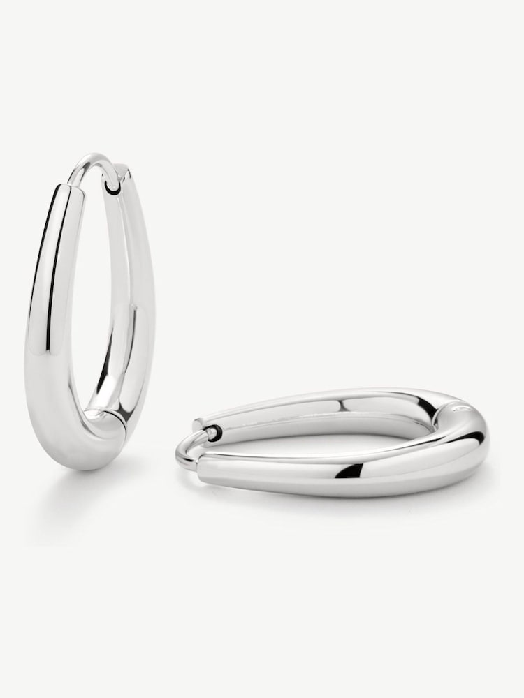 D.Louise Silver Tone Tapered Oval Hoops - Image 1 of 2