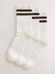 White/Tonal Stripe Cushion Sole Ribbed Sport Ankle With Arch Support Socks 3 Pack - Image 1 of 4