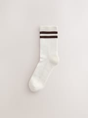 White/Tonal Stripe Cushion Sole Ribbed Sport Ankle With Arch Support Socks 3 Pack - Image 2 of 4