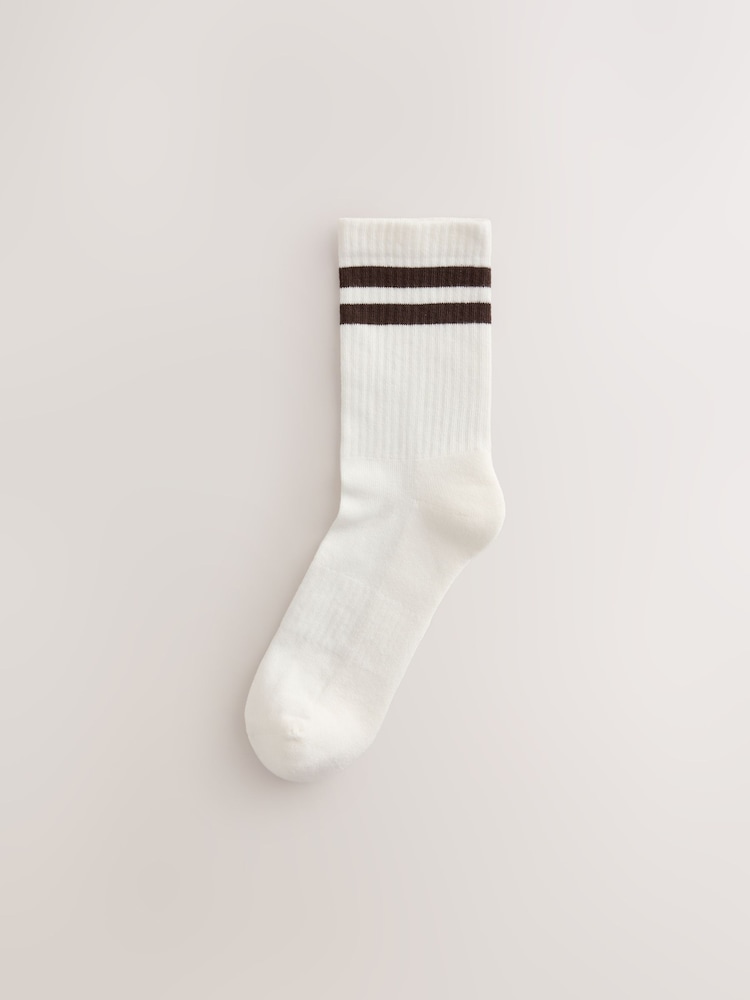 White/Tonal Stripe Cushion Sole Ribbed Sport Ankle With Arch Support Socks 3 Pack - Image 2 of 4