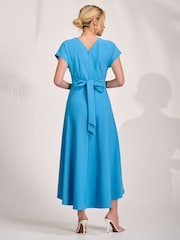 Jolie Moi Blue Printed Scuba Dipped Hem Maxi Dress - Image 2 of 6