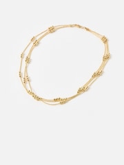 Oliver Bonas Gold Tone Drew Triple Row Ball Detail Necklace - Image 1 of 4