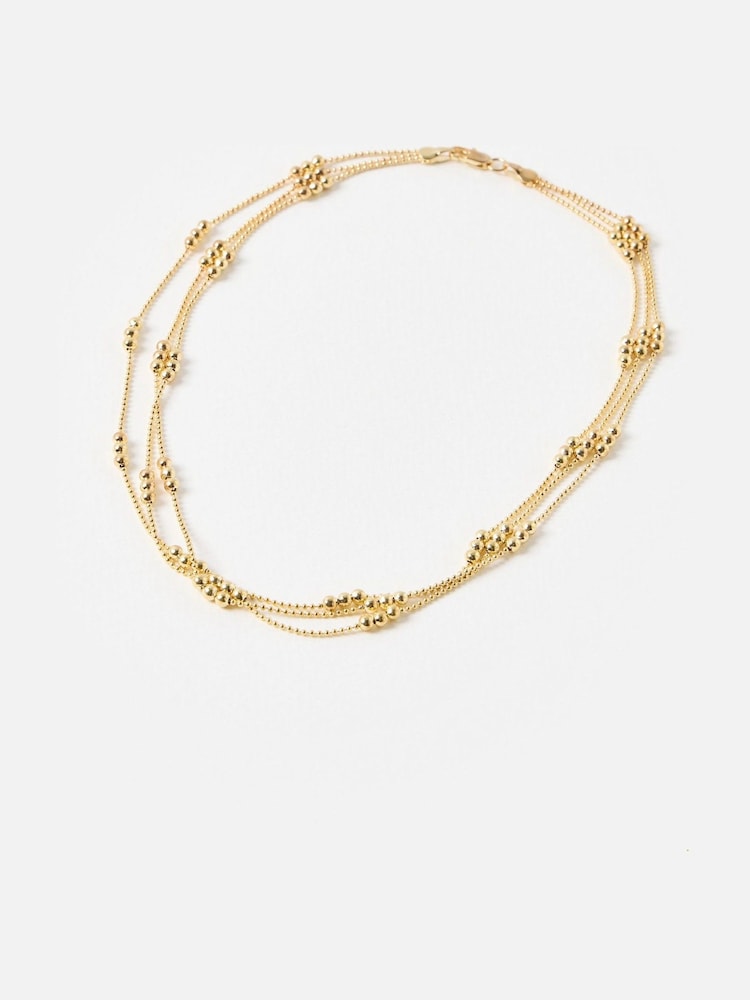 Oliver Bonas Gold Tone Drew Triple Row Ball Detail Necklace - Image 1 of 4