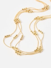 Oliver Bonas Gold Tone Drew Triple Row Ball Detail Necklace - Image 2 of 4