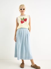 Oliver Bonas Light Blue Denim Midi Skirt - صورة 1 من 7