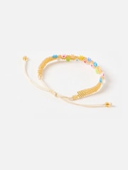 Oliver Bonas Gold Tone Nora Beaded Flower Friendship Bracelet - Image 2 of 4