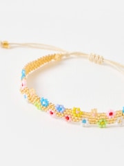 Oliver Bonas Gold Tone Nora Beaded Flower Friendship Bracelet - Image 3 of 4