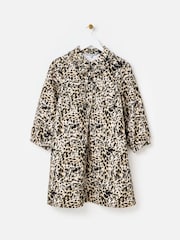 Oliver Bonas Natural Animal Print Frill Collar Denim Mini Dress - Image 3 of 8