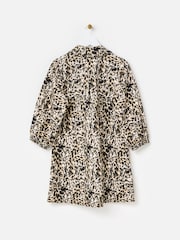 Oliver Bonas Natural Animal Print Frill Collar Denim Mini Dress - Image 4 of 8
