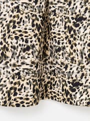 Oliver Bonas Natural Animal Print Frill Collar Denim Mini Dress - Image 8 of 8