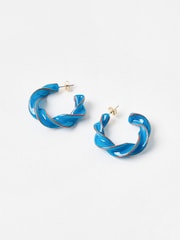 Oliver Bonas Blue Gianna Monochrome Twist Hoop Earrings - Image 3 of 4