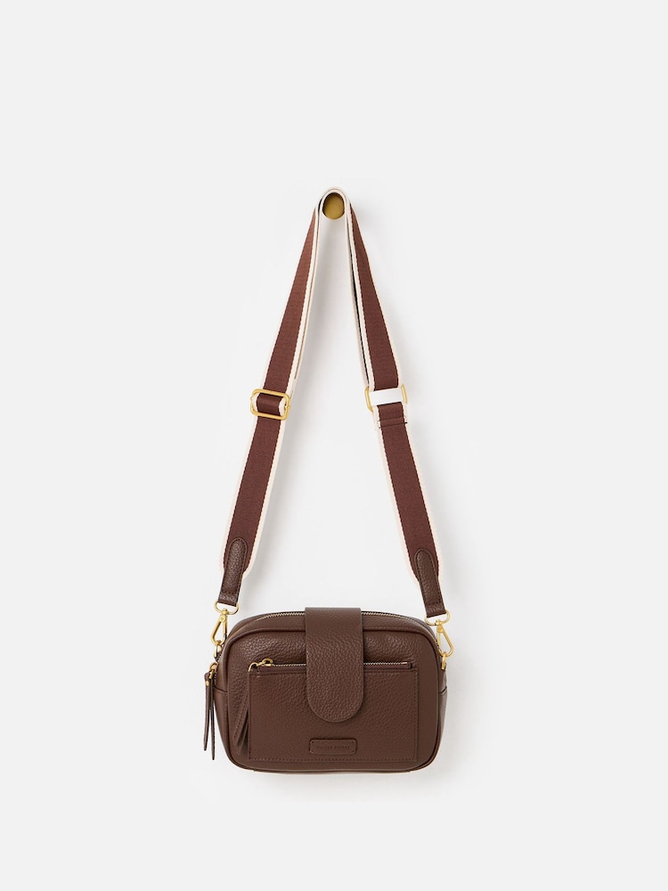 Oliver Bonas Brown Charlee Chocolate Brown Crossbody Bag - Image 1 of 7 Oliver Bonas Brown Charlee Chocolate Brown Crossbody Bag - Image 1 of 7