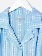 Oliver Bonas Blue Blue Dobby Button Up Short Sleeve Blouse - Image 5 of 8