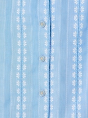 Oliver Bonas Blue Blue Dobby Button Up Short Sleeve Blouse - Image 8 of 8