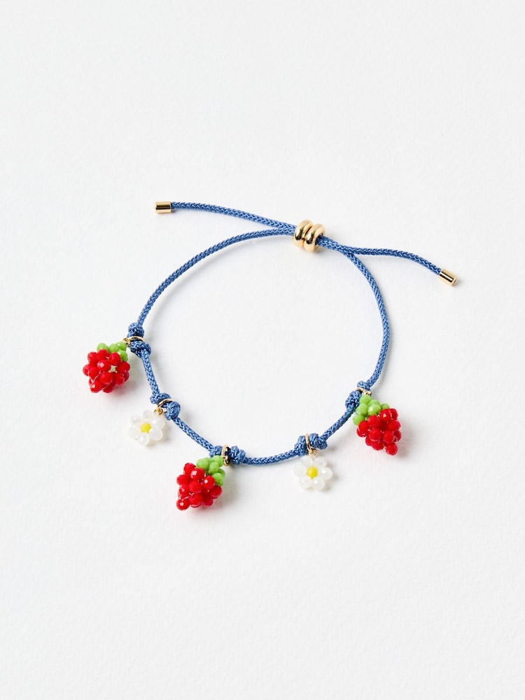 Oliver Bonas Red Suzy Strawberry Cord Bracelet - Image 1 of 3