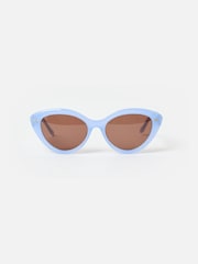 Oliver Bonas Blue Powder Blue & Animal Print Cat Eye Acetate Sunglasses - Image 1 of 5