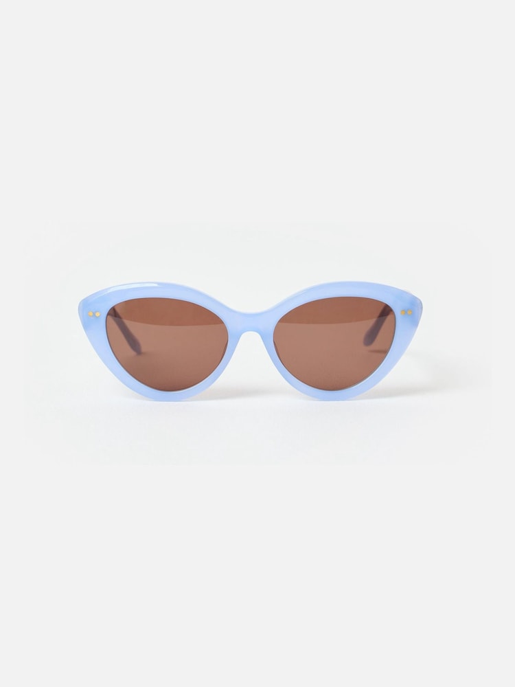 Oliver Bonas Blue Powder Blue & Animal Print Cat Eye Acetate Sunglasses - Image 1 of 5