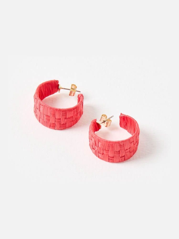 Oliver Bonas Red Christa Red Raffia Hoops - Image 1 of 4