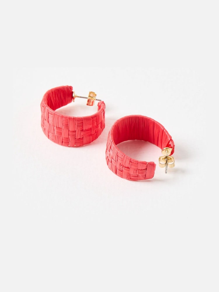 Oliver Bonas Red Christa Red Raffia Hoops - Image 2 of 4