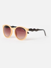 Oliver Bonas Yellow Yellow & Animal Print Wavy Arm Preppy Sunglasses - Image 2 of 5