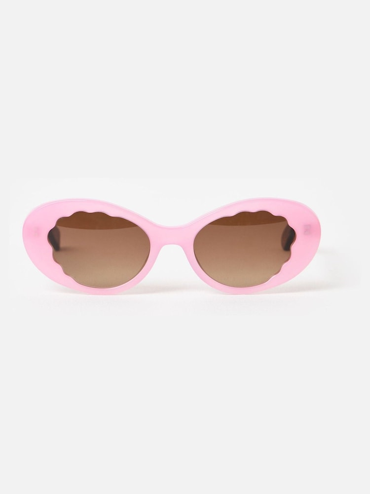 Oliver Bonas Pink Pink & Brown Oval Acetate Sunglasses - Image 2 of 5 Oliver Bonas Pink Pink & Brown Oval Acetate Sunglasses - Image 2 of 5