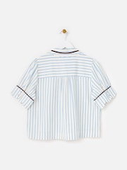 Oliver Bonas White & Blue Striped Scalloped Collar Shirt - תמונה 4 מתוך 7