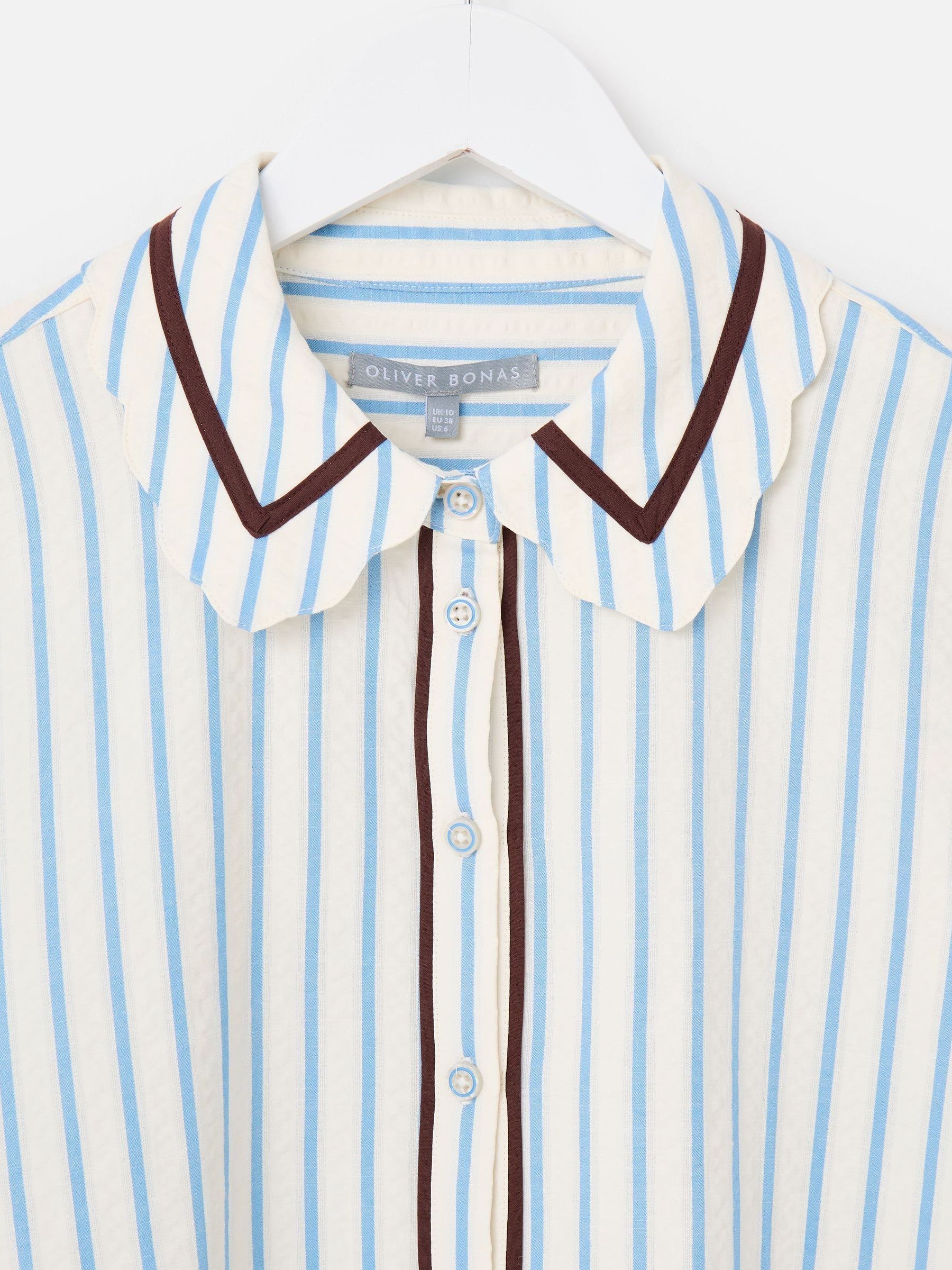 Buy Oliver Bonas Blue White & Blue Striped Scalloped Collar Shirt
