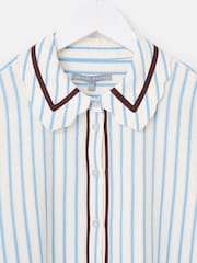 Oliver Bonas White & Blue Striped Scalloped Collar Shirt - תמונה 5 מתוך 7