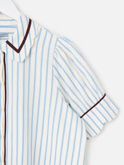 Oliver Bonas White & Blue Striped Scalloped Collar Shirt - תמונה 6 מתוך 7