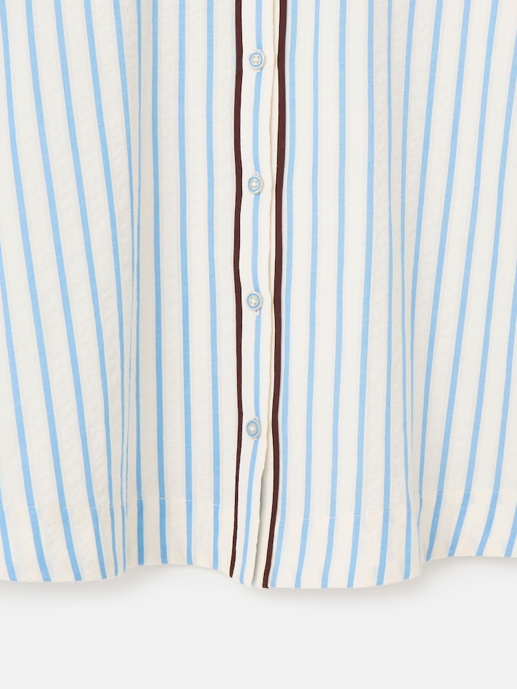 Oliver Bonas White & Blue Striped Scalloped Collar Shirt - תמונה 7 מתוך 7