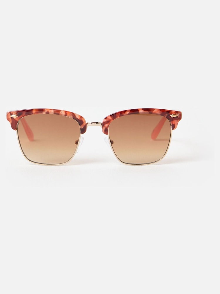 Oliver Bonas Pink Pink Tort Square Browline Sunglasses - Image 1 of 5