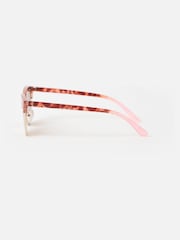 Oliver Bonas Pink Pink Tort Square Browline Sunglasses - Image 3 of 5