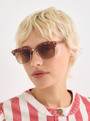 Oliver Bonas Pink Pink Tort Square Browline Sunglasses - Image 5 of 5