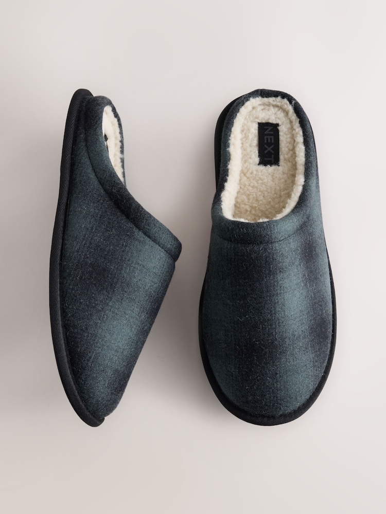 Grey Buffalo Check Mule Slippers - Image 1 of 5 Grey Buffalo Check Mule Slippers - Image 1 of 5