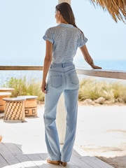 Sosandar Light Blue Slim Wide Leg Jeans - Image 3 of 5