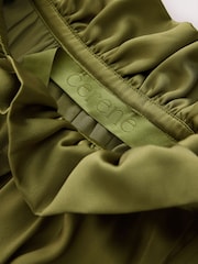 أخضر - CERENE Long Sleeve High Neck Satin Blouse - صورة 6 من 10