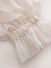CERENE Dramatic Ruffle Long Sleeve Organza Blouse - Imaginea 10 din 12