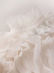 CERENE Dramatic Ruffle Long Sleeve Organza Blouse - Imaginea 7 din 12